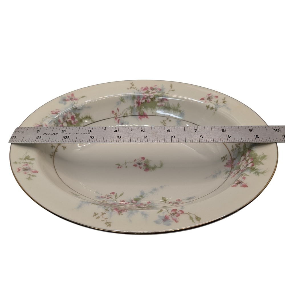 Vintage Theodore Haviland Serving Bowl Apple Blossom Oval Gold Trim New York - Picture 11 of 12